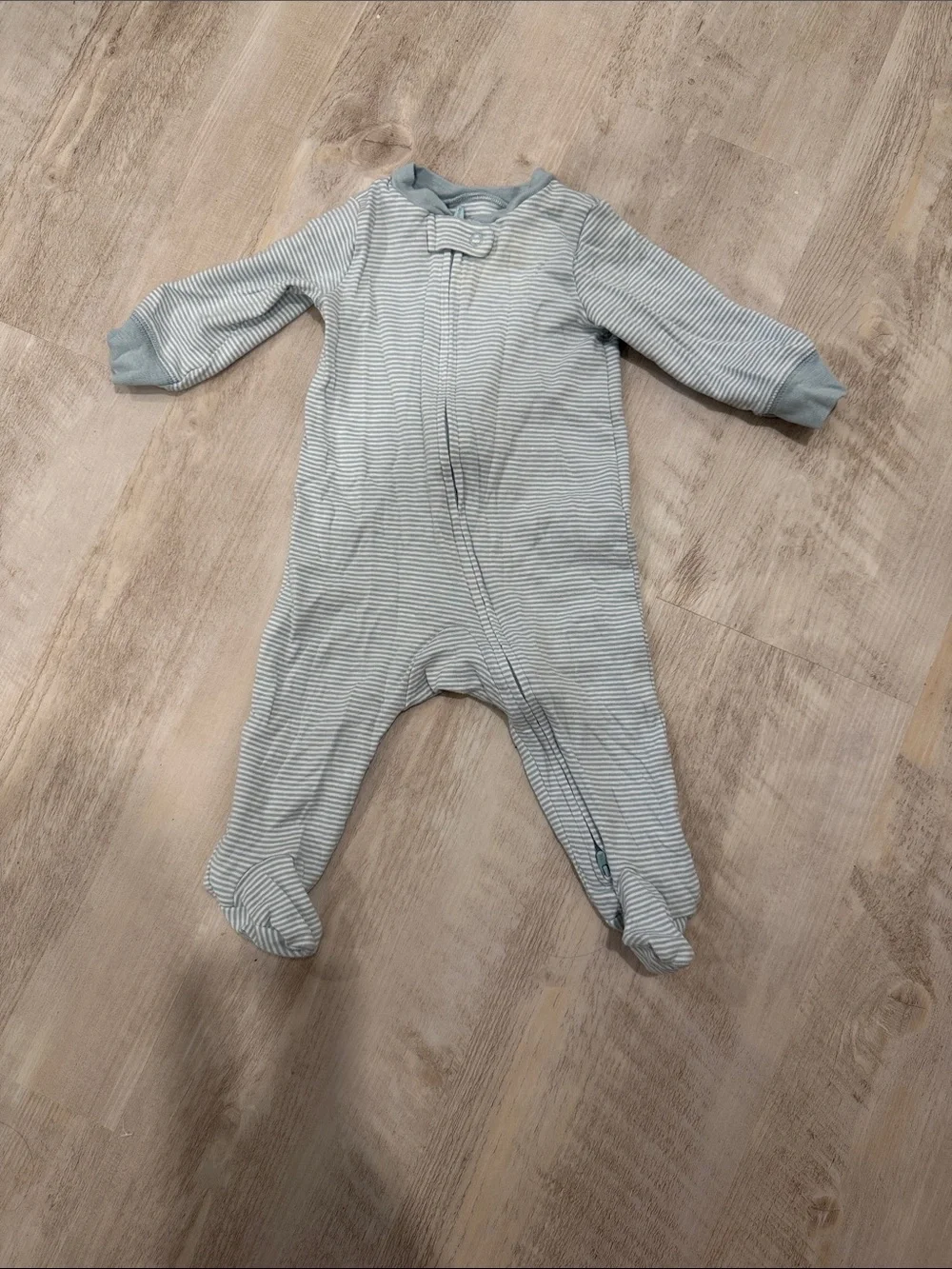 Carter's Light Blue & White Striped Footed One-Piece